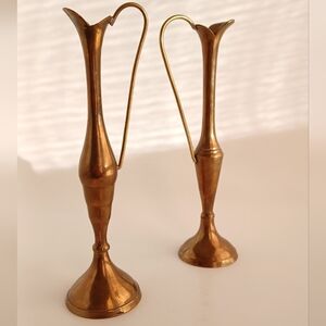 Vintage Brass Bud Vases - Set of Two